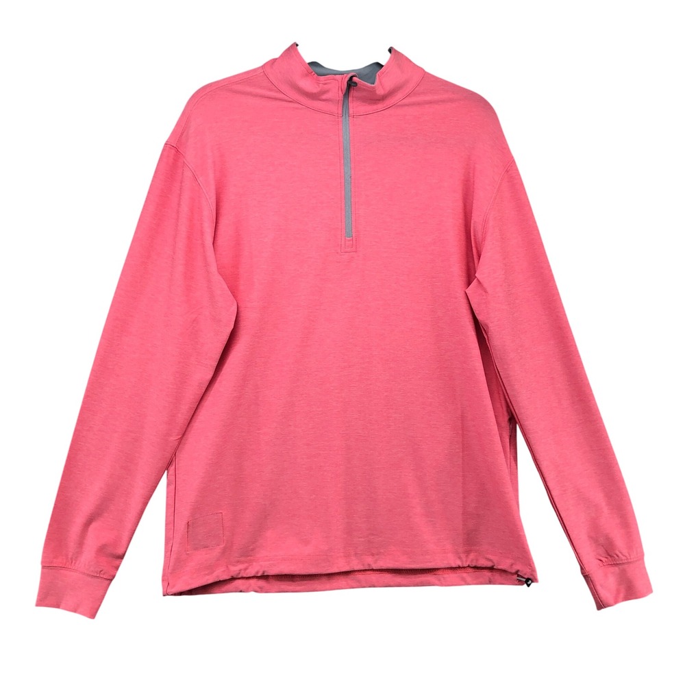 Straight Down Quarter Zip Men Medium Coral Pink UPF 50 Golf Pullover Heathered
